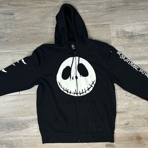 Disney Black Hoodie with White Jack Skellington Design